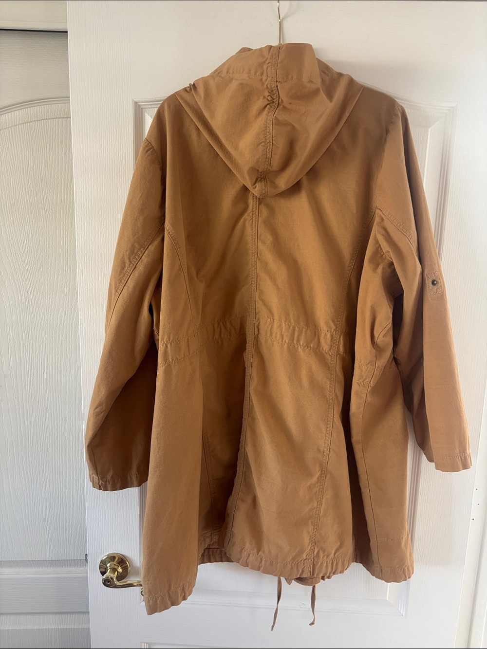 Vintage Lane Bryant Twill Funnel Neck Camel Utility Anorak Coat SZ (26-28W) - Picture 8 of 16